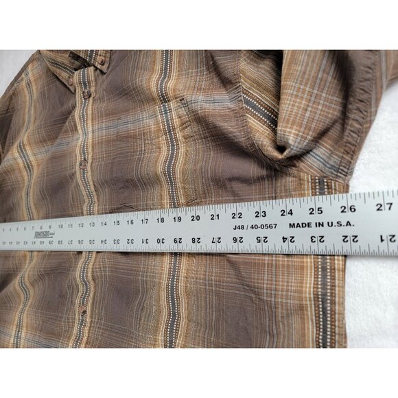 Prana Mens XXL Plaid Long Sleeve Button-Down Shirt Brown Organic Cotton Blend - Picture 6 of 7
